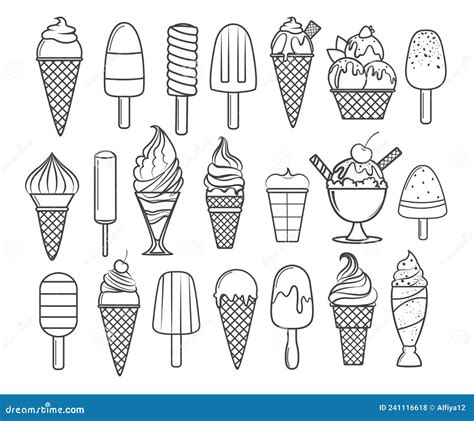 Esquema De Helados Para Colorear Diseño De Líneas De Biblioteca Para La