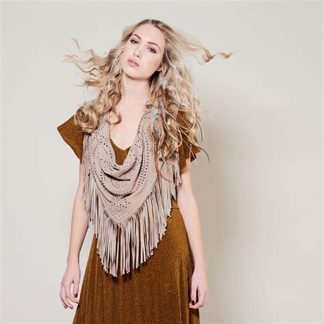 Handmade Nude Beige Luxury Suede Fringe Wrap Beige Cowgirl Fringe Shawl Western Boho Clothing