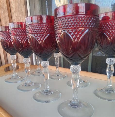 8 Luminarc Cristal D Arques Durand Ruby Red Wine Goblets Ebay