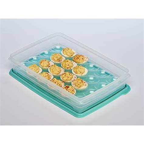 Egg Holder for Refrigerator Deviled Egg Tray Carrier with Lid Container ...