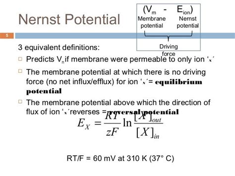 Nernst Potential Formula And Its Functions