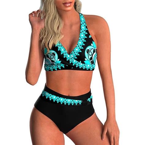 Bikini Femme Chic Vintage Taille Haute Maillot de Bain 2 Pièces Couleurs Multiples Couleurs