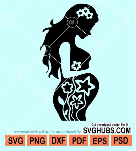 Floral Pregnant Woman Silhouette Svg Pregnant Woman Svg Mother S Day Svg