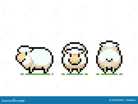 Pixel Art Sheep Farm Animal For Game Design Cartoon Vector