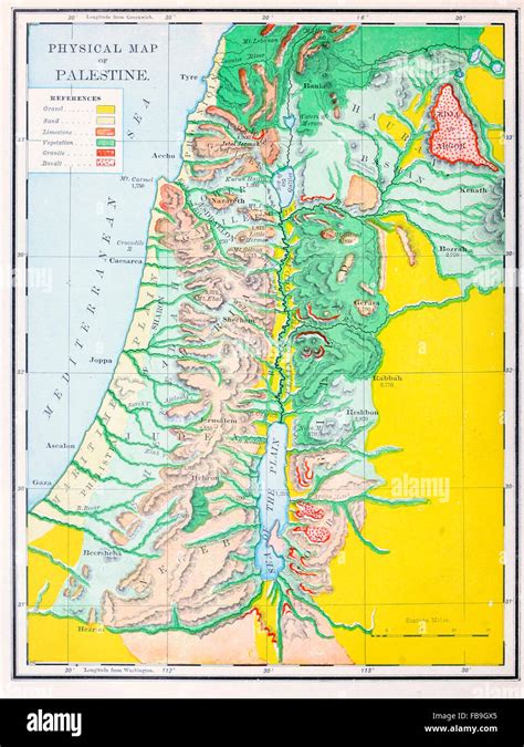 carte physique de la palestine photo stock alamy