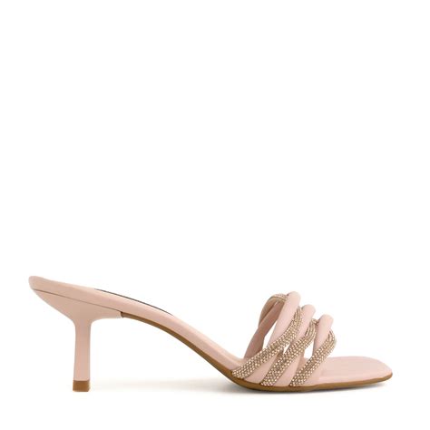 Tamanco Nude Baby Três Tiras Cruzadas Strass Brilho Nude