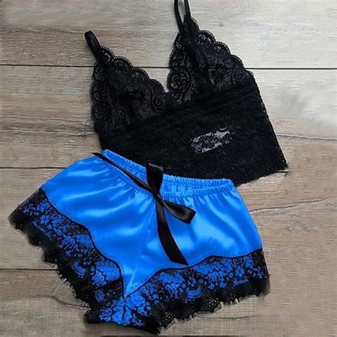 Femmes Nouvelle Mode Sexy Dentelle Lingerie Sous Vêtements En Soie Pyjamas Satin ZUIHAO