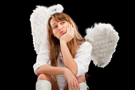 Beautiful Naked Woman With White Angel Wings Stock Image Image Of