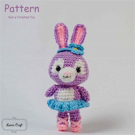 Stella Lou purple ballet rabbit amigurumi crochet doll pattern - Lenn's