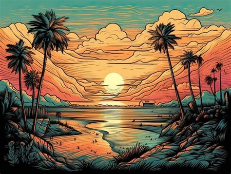 Sunset Line Drawing Stock Photos, Images and Backgrounds for Free Download