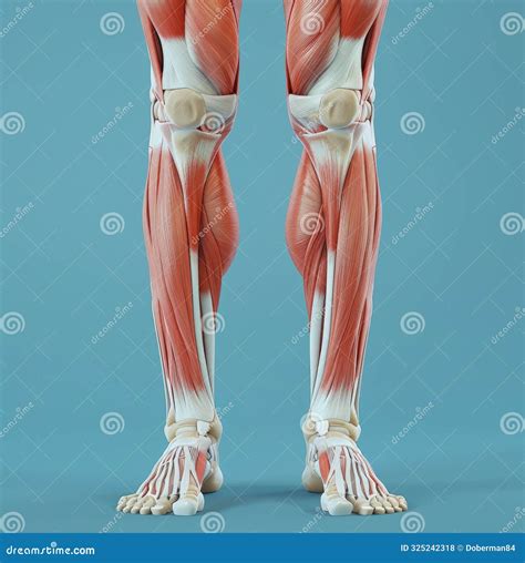 Detailed Anatomical Illustration of Human Leg Muscles and Tendons in