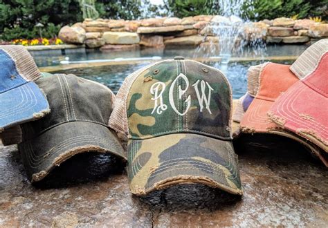 Monogrammed Monogram Initials Trucker Hat Baseball Mesh Cap Vintage