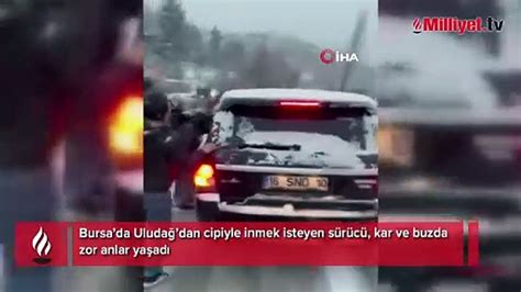 Uluda Da Hareketli Anlar Buzlu Yolda Kayan Cipi Durdurmak I In