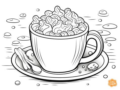 Hot Cocoa Coloring Page For Adults Free Printable