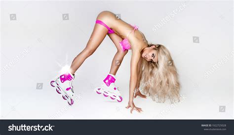 Sexy Girl Roller Skates Pink Bikini Stock Photo Shutterstock