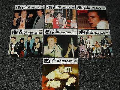 Popsike SEX PISTOLS COMPLETE FULL SET OF 7 X 7 OF FAN CLUB ISSUE