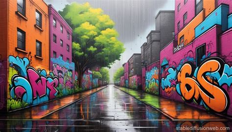 Rainy Day Park Scenery Stable Diffusion Online