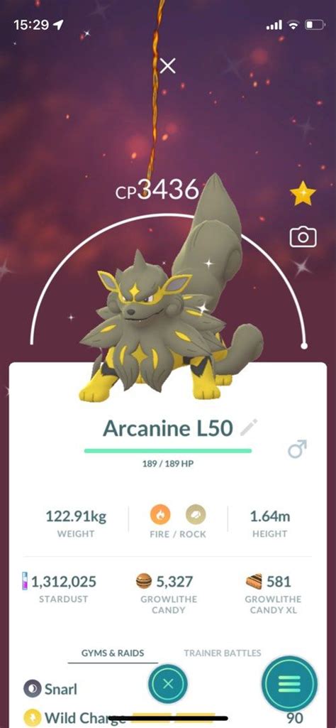 Level 50 Shiny Hisuian Arcanine Shiny Galarian Growlithe evolved, Shiny ...