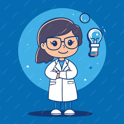 cute researcher developing theories cartoon vector premium ai