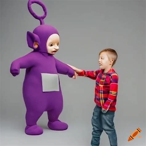Female Teletubby Offering To Carry A Boy Home Playfully On Craiyon
