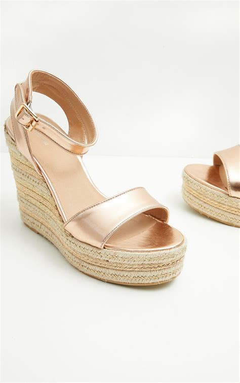 Gold Metallic Espadrille Wedge Sandal Prettylittlething Aus