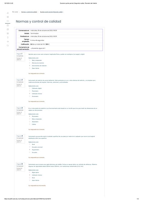 Examen quinto parcial Segunda vuelta Revisión del intento Studocu