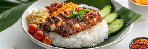 This Image Showcases A Classic Thai Dish Khao Niew Moo Yang Featuring
