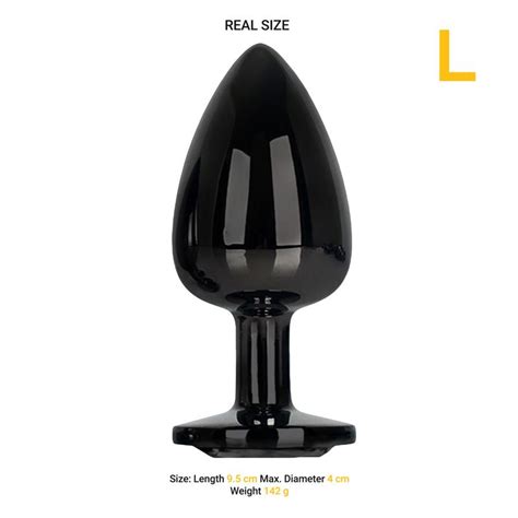 Blackgem Plug Anal Metálico con Joya Negro Talla L Tienda erótica