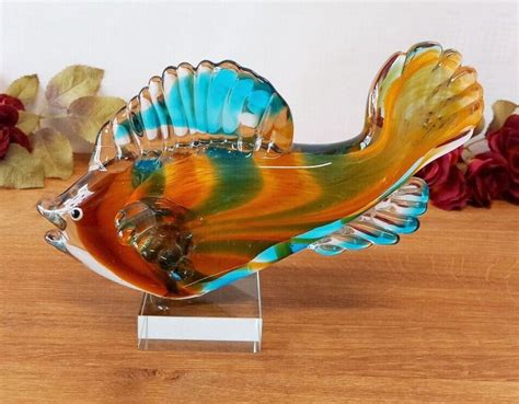 Glasfigur Fisch Skulptur Glas Figur Kristallglas Murano Stil Kunst