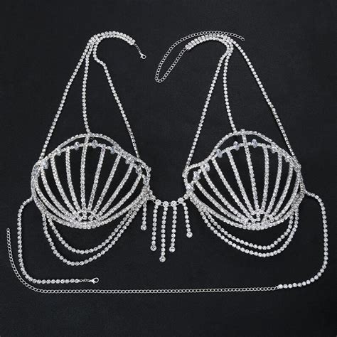 Mode Strass BH Kette Harness für Frauen Kristall Brust Kette Bikini Unterwäsche Körperschmuck