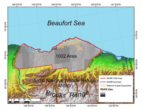 Map Showing 1002 Area Of The Arctic National Wildlife Refuge Alaska