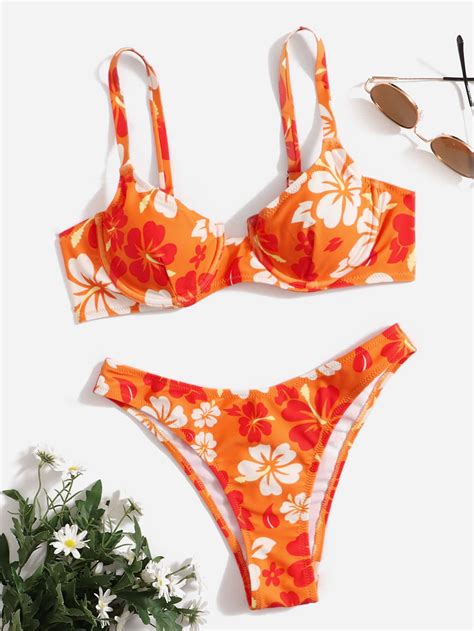 ROMWE X Gabiciamp Floral Print Push Up Bikini Swimsuit SHEIN UK