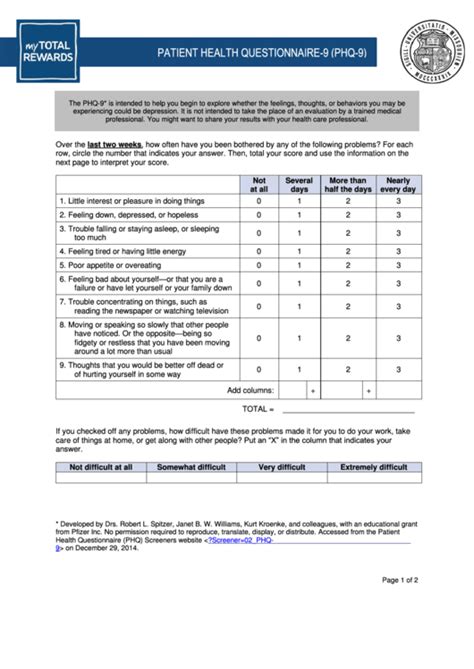 Top 15 Phq 9 Form Templates Free To Download In Pdf Format