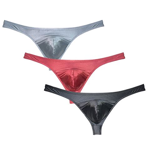 Botmois Pack Men S Shiny Thongs Mini Bikini G String Underwear Bulge Pouch Tangas Low Rise