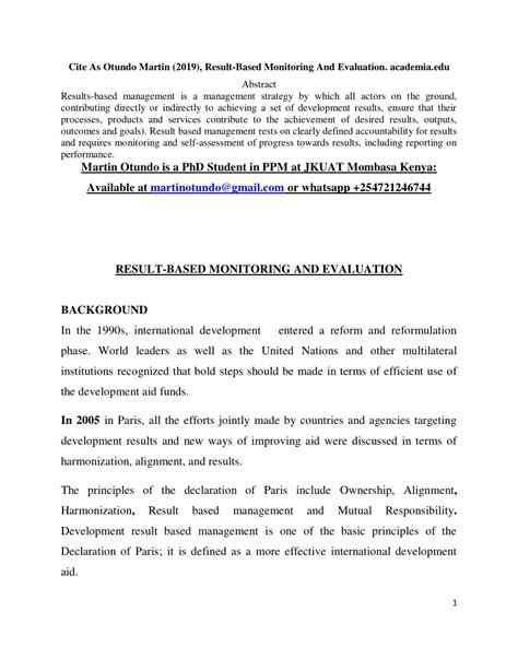 result based monitoring  evaluation