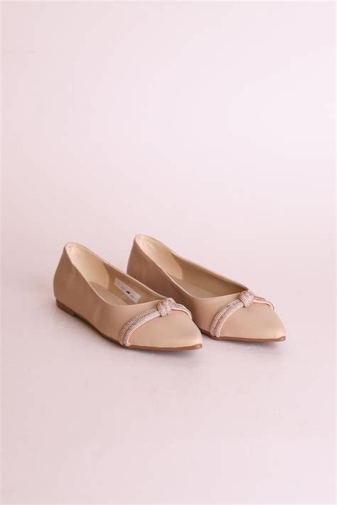 Nude Taşlı Düz Taban Ayakkabı Punto