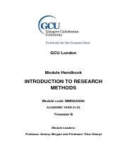 INTRODUCTON TO RESEARCH METHODS Module Handbook 21 22 Trimester B 1