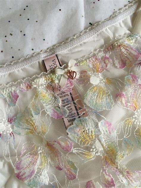 New Victorias Secret Embroidered String Bikini Floral Large White EBay
