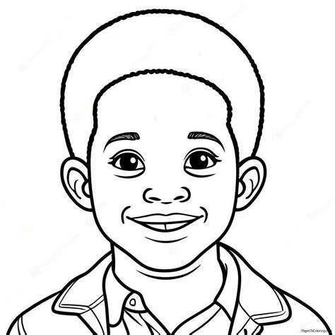 black boy smiling coloring page