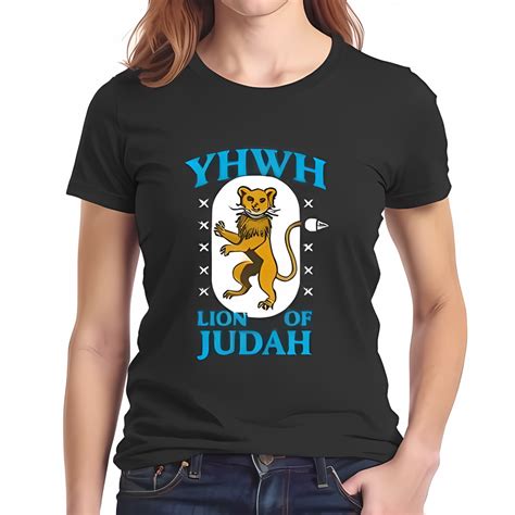 Cotton Short Sleeve T-Shirt with Bold 'YHWH' Graphic Heraldic Lion