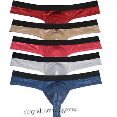 Men S Bikini Thong Underwear Shiny Bulge Pouch T Back Shiny Shorts String Trunks Ebay