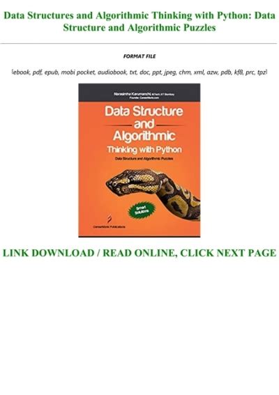 Read Book [pdf] Data Structures And Algorithmic Thinking With Python Data Structure And