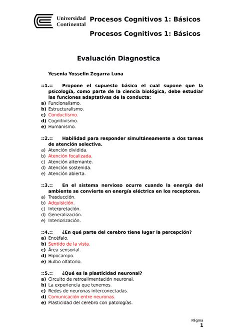 Procesos Cognitivos Basicos Evaluacion Ediagnostica 2022 10 Evaluación Diagnostica Yesenia