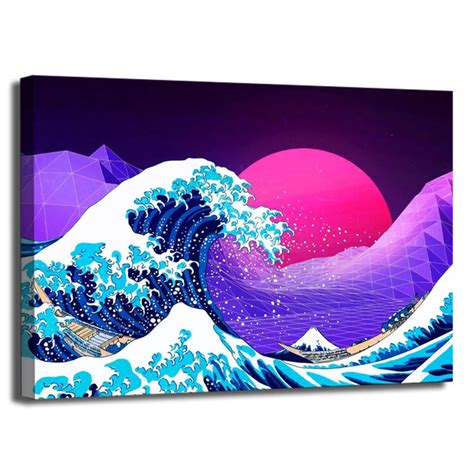 Synthwave Off Kanagawa Poster Canvas Picture Wallpaper Art For Living