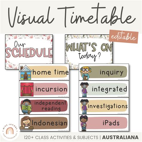 Australiana Visual Timetable Classroom Decor Editable