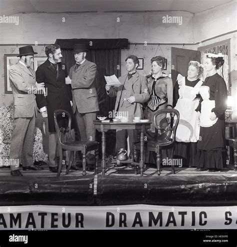Historical Amateur Dramatics Group Of Amateur Theatre Actors On Stage Performing A Play