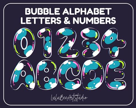 Bubble Alphabet Letters And Numbers On A Black Background