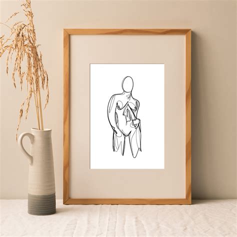 Nude Art Body Art Naked Woman Line Drawing Minimal Abstract Piece Female Body Home Poster Body