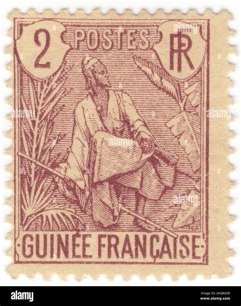 GUINÉE FRANÇAISE 1904 Un timbre poste de 2 centimes brun violet