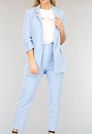 Classy Lichtblauwe Tweedelige Blazer Set Uwantisell Nl